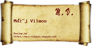 Máj Vilmos névjegykártya